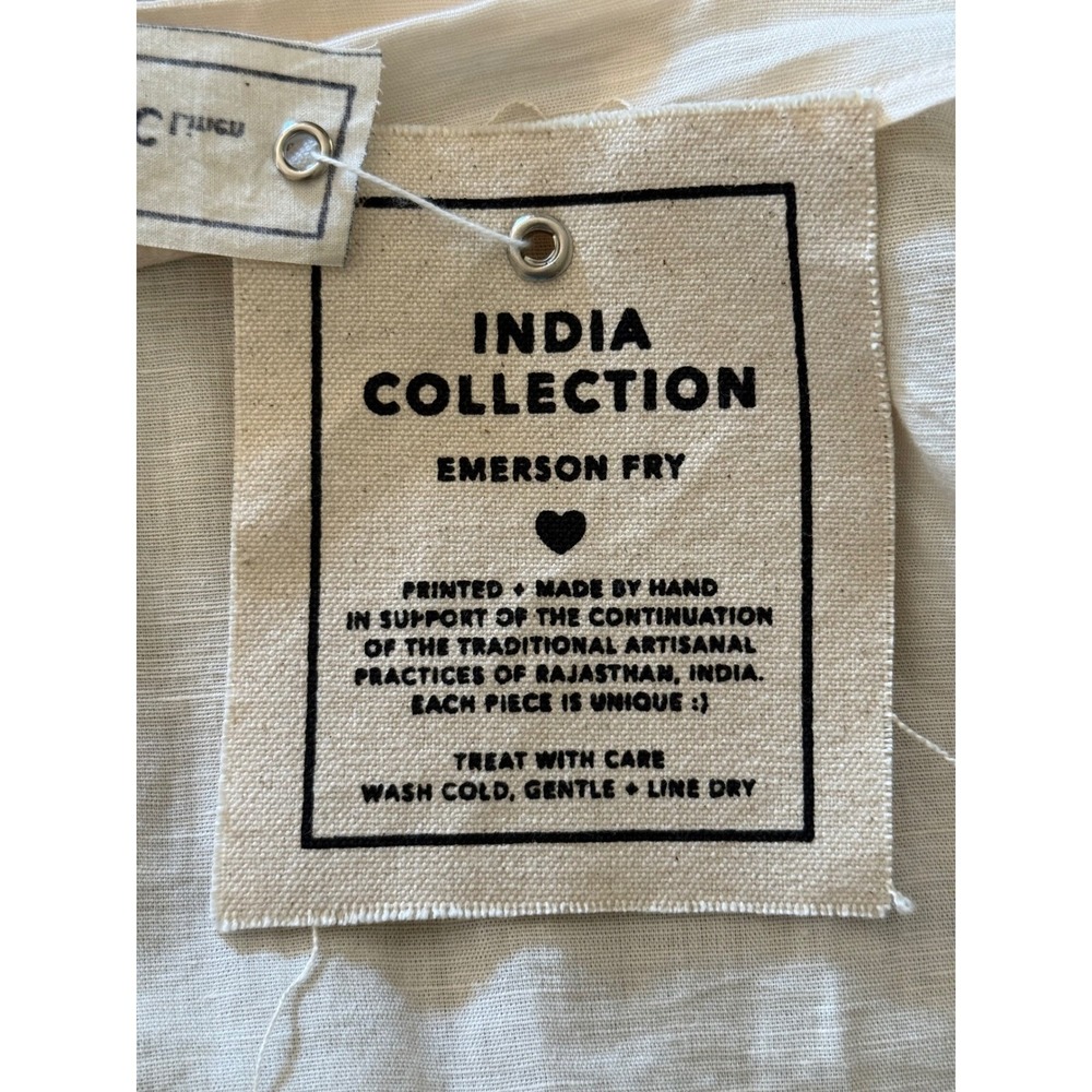 Emerson Fry India Collection Organic Linen Wrap Midi Skirt Cream ML Handmade NEW - Picture 9 of 13
